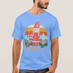 Watercolor Gnome Santa Christmas Tree Lights Xmas  T-Shirt