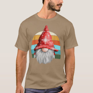 Watercolor Gnome Santa Christmas Tree Lights Xmas  T-Shirt