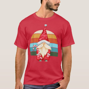 Watercolor Gnome Santa Christmas Tree Lights Xmas  T-Shirt