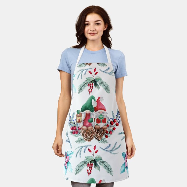 Watercolor Gnomes  Apron (Worn)