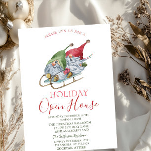 Watercolor Gnomes Sleigh Open House   Invitation