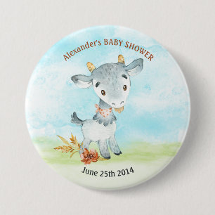 Watercolor Goat Baby Shower Farm 7.5 Cm Round Badge