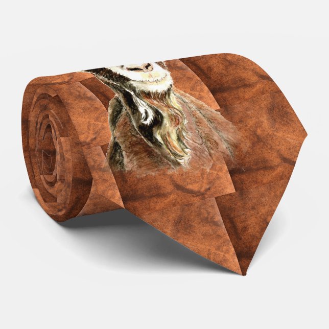 Watercolor Goat Farm Animal Pattern Art Tie (Rolled)