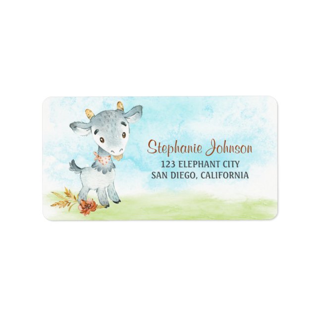 Watercolor Goat Farm Label (Front)