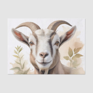 Watercolor Goat Portrait in Delicate Earthy Tones Tissue Paper