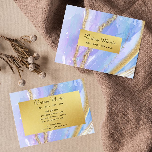 watercolor gold and blue custom business card (Creator Uploaded)