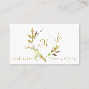 Watercolor Gold and Grey Frame Business Card
