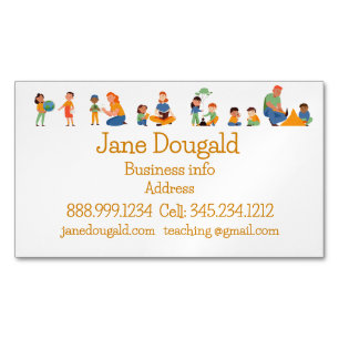 Watercolor Gold Apple Teacher, Instructor Tutor Magnetic Business Card