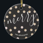 Watercolor & Gold | Ceramic Ornament<br><div class="desc">Accented by watercolor polka dots dipped in gold glitter,  this design is the perfect way to preserve holiday memories. Coordinating holiday cards and thank you cards available.</div>