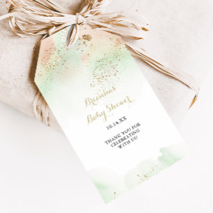 Watercolor Gold Confetti Baby Shower  Gift Tags
