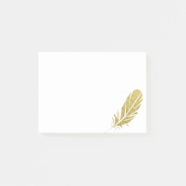 Watercolor Gold Feather  Post-it Notes (Front)