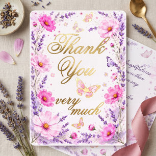 Watercolor Gold Foil Butterfly Thank You Card