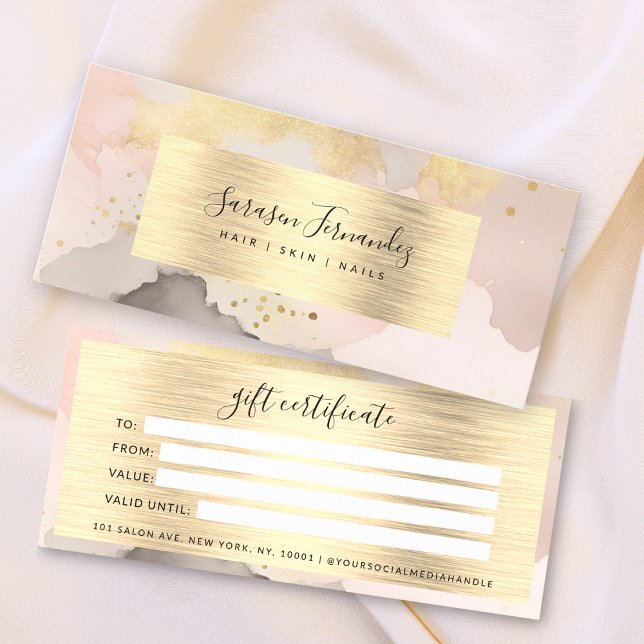 Watercolor Gold Foil Gift Certificate Black Blush (Creator Uploaded)