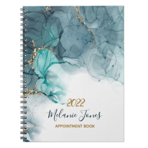 Watercolor gold glitter appointment Notebook 2022