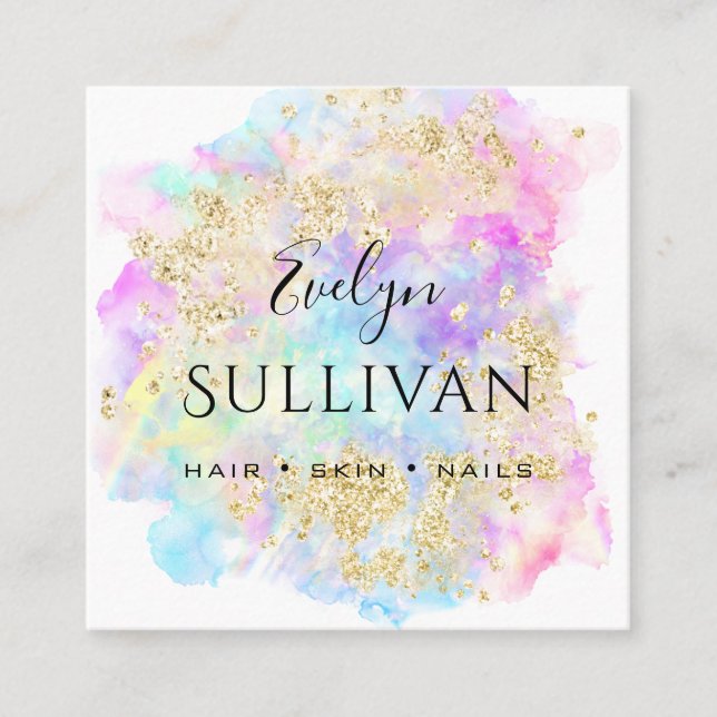 watercolor gold glitter business card (Front)