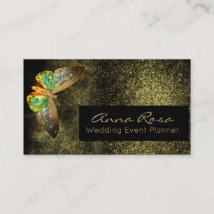 *~* Watercolor Gold Glitter Gilded Butterfly Business Card