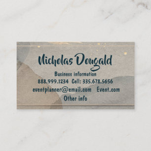 Watercolor Gold Grey Gray Formal Simple Profession Business Card
