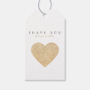 Watercolor Gold Heart Thank you Gift Tags