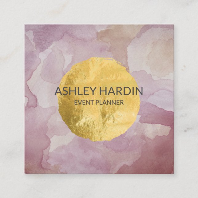 Watercolor Gold Leaf Business Card (Front)