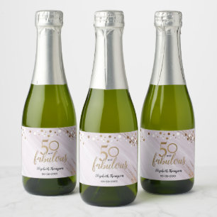 Watercolor Gold Personalised 50 and Fabulous Sparkling Wine Label