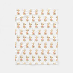 Watercolor Gold Pineapple Fleece Blanket