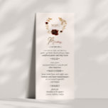 Watercolor Gold Red Roses Wedding Menu Card<br><div class="desc">Our ''Watercolor Gold Roses Wedding'' collection features rich watercolor backgrounds in emerald and sapphire with roses in same colours and gold foliage. Decorative letters are part of a custom script but can be incorporated in a monogram design upon your request. Check out our store for more items from this collection....</div>