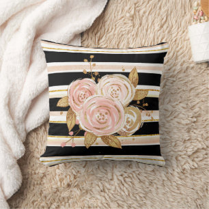 Watercolor Gold Rose Pattern  Cushion