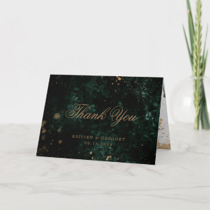 Watercolor Gold Roses Folded Photo Thank You Card