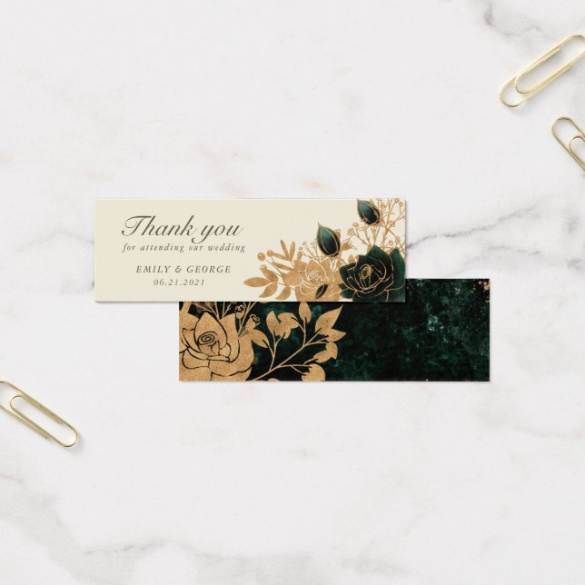 Watercolor Gold Roses Wedding Website Card (Office)