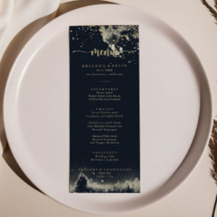 Watercolor Gold Splash Calligraphy Dinner Menu