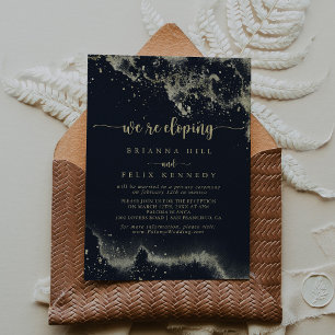 Watercolor Gold Splash Elopement Reception Invitation