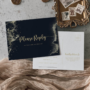 Watercolor Gold Splash Menu Choice RSVP Postcard