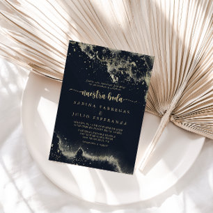 Watercolor Gold Splash Nuestra Boda Wedding Invitation