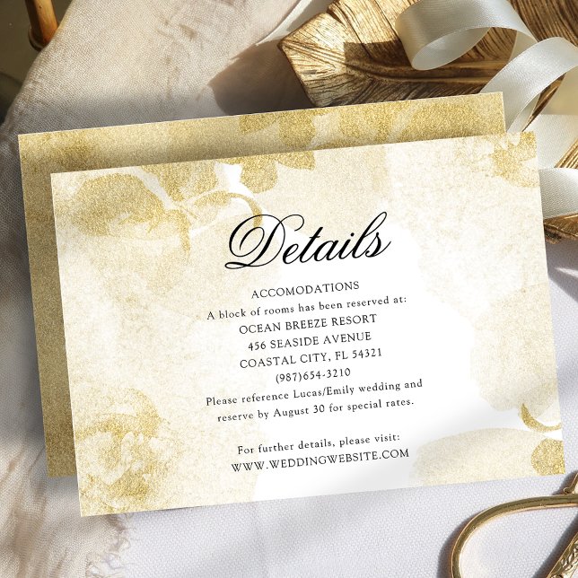 Watercolor Gold Wedding Details Enclosure Card (Creator Uploaded)