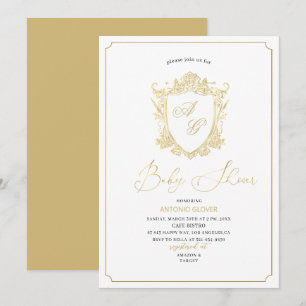 Watercolor  Golden crests  baby Shower Invitation