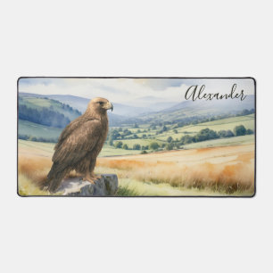 Watercolor Golden Eagle & Mountains Personalised Desk Mat