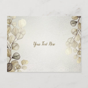 Watercolor Golden Eucalyptus Foliage Shiny Elegant Postcard