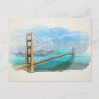 Watercolor Golden Gate Bridge San Francisco