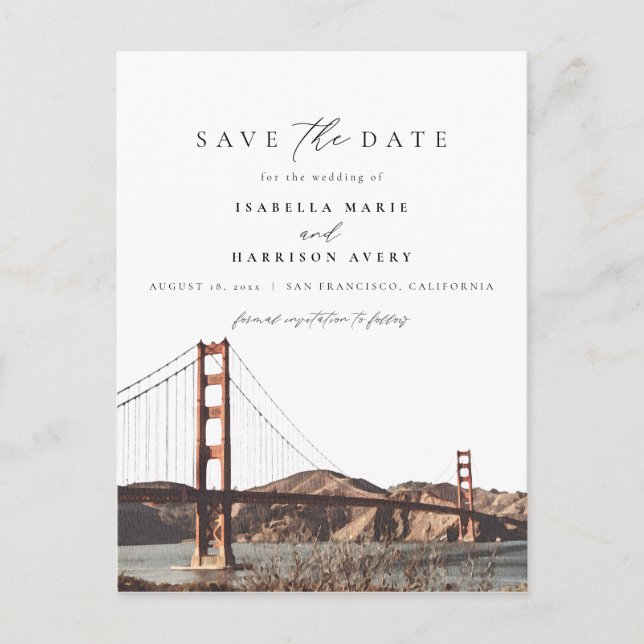 Watercolor Golden Gate San Francisco California Postcard (Front)