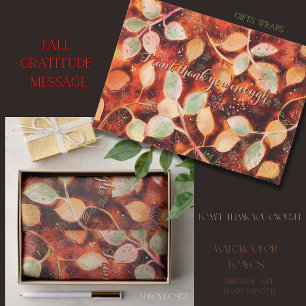 Watercolor Golden Leaves Gratitude Paper