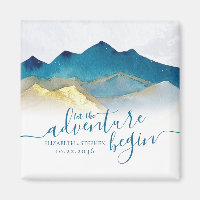 Watercolor Golden Mountains Wedding Save The Date