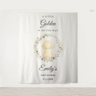 Watercolor Golden Retriever Baby Shower Backdrop Tapestry