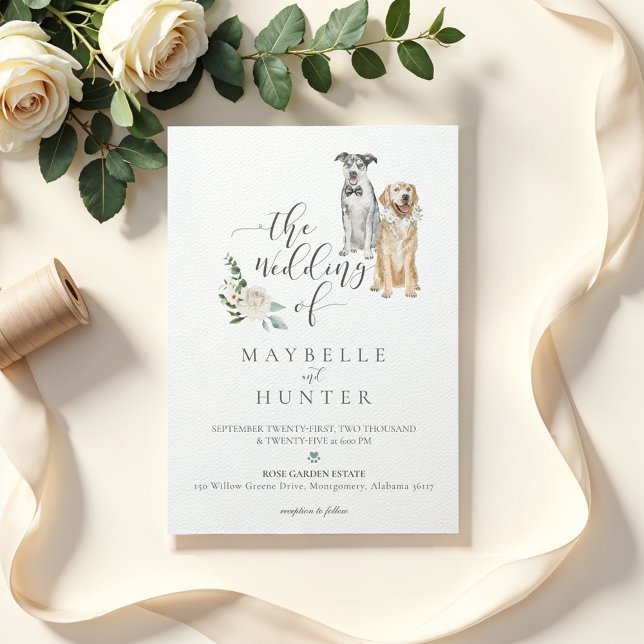 Watercolor Golden Retriever & Catahoula Leopard Invitation (Watercolor Golden Retriever & Catahoula Leopard Invitation)