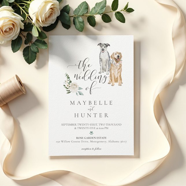 Watercolor Golden Retriever & Catahoula Leopard Invitation (Watercolor Golden Retriever & Catahoula Leopard Invitation)