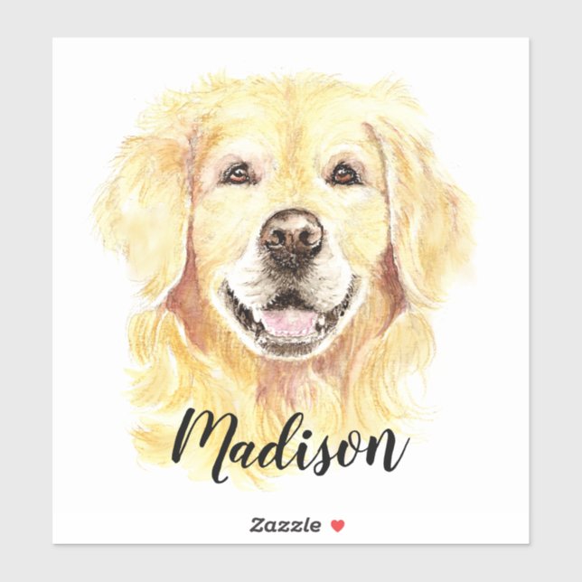 Watercolor Golden Retriever Dog Animal Custom Name (Sheet)