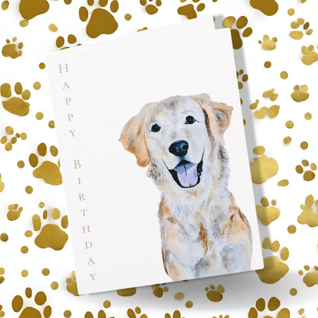 Watercolor Golden Retriever Dog Happy Birthday Card (Creator Uploaded)