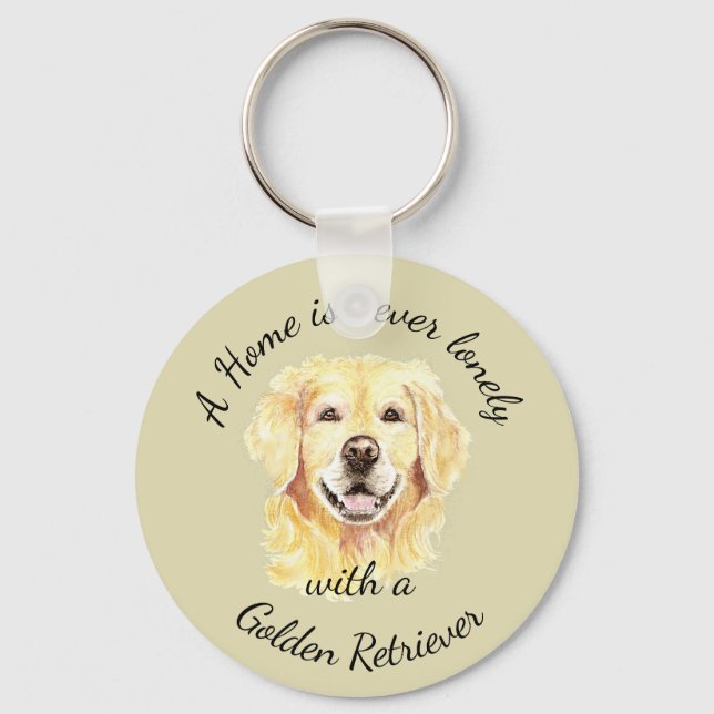 Watercolor Golden Retriever Dog Pet Animal Key Ring (Front)
