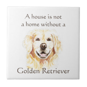 Watercolor Golden Retriever Dog Pet Animal Quote Tile