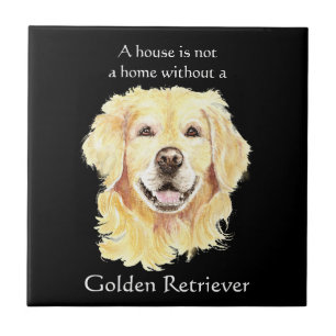 Watercolor Golden Retriever Dog Pet Animal Quote Tile