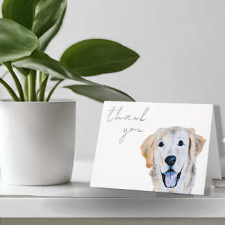 Watercolor Golden Retriever Dog Thank You Card
